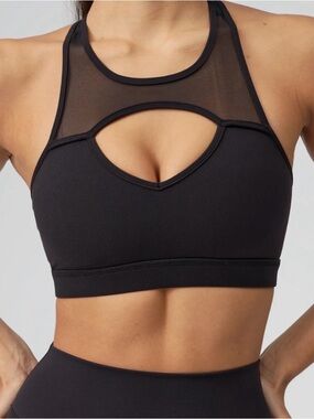 Buffbunny Ambrosia Sports Bra Onyx Black Medium Cut Out Workout